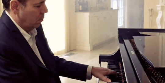 Perillo Tours Puccini Commercial features Steve Perillo playing an elegant black baby grand piano in the parlor of his own home (video produced by Merging Media).