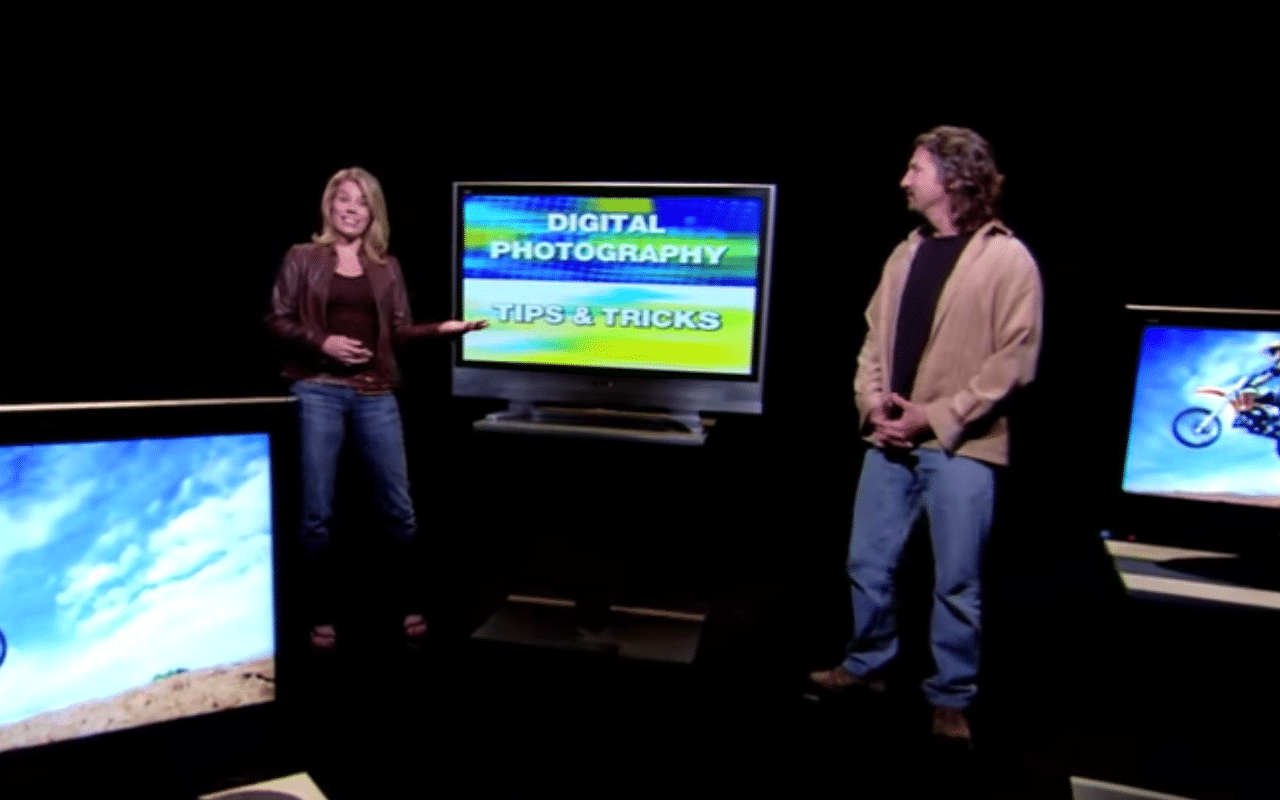 Panasonic Tips and Tricks video thumbnail features host, Mara McFalls, working with professional photographer, Jeff Swensen, using the Panasonic Lumix digital camera, to bring you Tips and Tricks to achieve your best possible photography (video production by Merging Media).