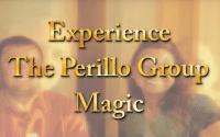 Perillo Tours Italy Group Magic commercial thumbnail features a blurred out couple in the background with the foreground words reading; Experience The Perillo Group Magic (video production by Merging Media).
