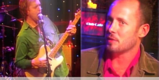 Live at Club Cafe Episode 1 features a split screen of two artists in action, Paul Thorn on the right and Chuck Prophet on the left, performing on the stage of Club Cafe in Pittsburgh, Pennslyvania (video production by Merging Media).