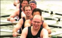Bobrick Show Close Video thumbnail features a close up of a men's rowing team, signifying the effort of execution and strategy that was emphasized at the 2006 Bobrick Business Conference (video production by Merging Media).